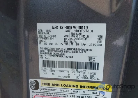 2014 Ford F-150 Xlt from USA, damaged, VIN 1FTFW1EF4EFA40162